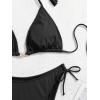 imageEomenie Ribbed Bikini Sets for Women Sexy Halter Triangle Top Two Piece Bathing Suit Tie Side SwimsuitBlack