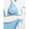 imageEomenie Ribbed Bikini Sets for Women Sexy Halter Triangle Top Two Piece Bathing Suit Tie Side SwimsuitLight Blue