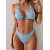 imageEomenie Ribbed Bikini Sets for Women Sexy Halter Triangle Top Two Piece Bathing Suit Tie Side SwimsuitLight Blue