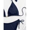 imageEomenie Ribbed Bikini Sets for Women Sexy Halter Triangle Top Two Piece Bathing Suit Tie Side SwimsuitNavy Blue