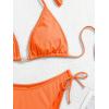 imageEomenie Ribbed Bikini Sets for Women Sexy Halter Triangle Top Two Piece Bathing Suit Tie Side SwimsuitNeon Orange