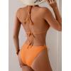 imageEomenie Ribbed Bikini Sets for Women Sexy Halter Triangle Top Two Piece Bathing Suit Tie Side SwimsuitOrange