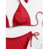imageEomenie Ribbed Bikini Sets for Women Sexy Halter Triangle Top Two Piece Bathing Suit Tie Side SwimsuitRed