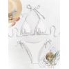 imageEomenie Ribbed Bikini Sets for Women Sexy Halter Triangle Top Two Piece Bathing Suit Tie Side SwimsuitWhite