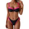 Black Hot Pink Ribbed