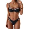 imageEomenie Bikini Set for Women Underwire Push Up Two Piece Bathing Suit Color Block Swimsuit SwimwearBlack Leopard