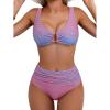 White Blue Pink Ribbed