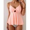 imageEomenie Two Piece Tankini Swimsuits for Women Tummy Control Cutout Bathing Suit Tie Knot Flowy Swim Dress with BottomLight Pink Print