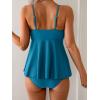 imageEomenie Two Piece Tankini Swimsuits for Women Tummy Control Cutout Bathing Suit Tie Knot Flowy Swim Dress with BottomPeacock Blue