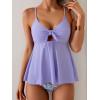 imageEomenie Two Piece Tankini Swimsuits for Women Tummy Control Cutout Bathing Suit Tie Knot Flowy Swim Dress with BottomPurple Leaf