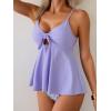 imageEomenie Two Piece Tankini Swimsuits for Women Tummy Control Cutout Bathing Suit Tie Knot Flowy Swim Dress with BottomPurple Leaf
