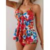 imageEomenie Two Piece Tankini Swimsuits for Women Tummy Control Cutout Bathing Suit Tie Knot Flowy Swim Dress with BottomRed Floral