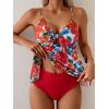 imageEomenie Two Piece Tankini Swimsuits for Women Tummy Control Cutout Bathing Suit Tie Knot Flowy Swim Dress with BottomRed Floral