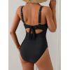 imageEomenie Womens One Piece Swimsuit Tummy Control Ruched Bathing Suit Cutout V Neck Swimwear High Cut Tie Back Swim SuitBlack 01