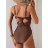 imageEomenie Womens One Piece Swimsuit Tummy Control Ruched Bathing Suit Cutout V Neck Swimwear High Cut Tie Back Swim SuitCoffe
