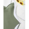 imageEomenie Womens Tummy Control One Piece Swimsuit Slimming Color Block Bathing Suit Lace Up Back SwimwearArmy Green  White