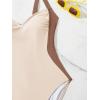 imageEomenie Womens Tummy Control One Piece Swimsuit Slimming Color Block Bathing Suit Lace Up Back SwimwearBeige  Brown