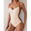 imageEomenie Womens Tummy Control One Piece Swimsuit Slimming Color Block Bathing Suit Lace Up Back SwimwearBeige  Brown