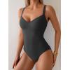 imageEomenie Womens Tummy Control One Piece Swimsuit Slimming Color Block Bathing Suit Lace Up Back SwimwearBlack
