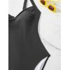 imageEomenie Womens Tummy Control One Piece Swimsuit Slimming Color Block Bathing Suit Lace Up Back SwimwearBlack