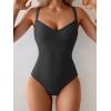 imageEomenie Womens Tummy Control One Piece Swimsuit Slimming Color Block Bathing Suit Lace Up Back SwimwearBlack
