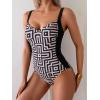 imageEomenie Womens Tummy Control One Piece Swimsuit Slimming Color Block Bathing Suit Lace Up Back SwimwearBlack Yellow Print