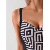 imageEomenie Womens Tummy Control One Piece Swimsuit Slimming Color Block Bathing Suit Lace Up Back SwimwearBlack Yellow Print