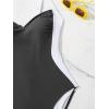 imageEomenie Womens Tummy Control One Piece Swimsuit Slimming Color Block Bathing Suit Lace Up Back SwimwearBlack white