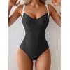 imageEomenie Womens Tummy Control One Piece Swimsuit Slimming Color Block Bathing Suit Lace Up Back SwimwearBlack white