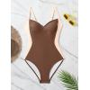 imageEomenie Womens Tummy Control One Piece Swimsuit Slimming Color Block Bathing Suit Lace Up Back SwimwearBrown  Beige