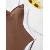 imageEomenie Womens Tummy Control One Piece Swimsuit Slimming Color Block Bathing Suit Lace Up Back SwimwearBrown