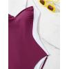 imageEomenie Womens Tummy Control One Piece Swimsuit Slimming Color Block Bathing Suit Lace Up Back SwimwearBurgundy  White