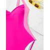 imageEomenie Womens Tummy Control One Piece Swimsuit Slimming Color Block Bathing Suit Lace Up Back SwimwearHot Pink Color Block