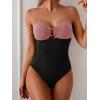 imageEomenie One Piece Swimsuit for Women Tummy Control Ruched Bathing Suit Cutout U Wire Swim SuitsBean Pink Black
