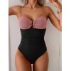 imageEomenie One Piece Swimsuit for Women Tummy Control Ruched Bathing Suit Cutout U Wire Swim SuitsBean Pink Black
