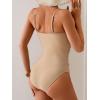 imageEomenie One Piece Swimsuit for Women Tummy Control Ruched Bathing Suit Cutout U Wire Swim SuitsBeige a