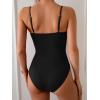 imageEomenie One Piece Swimsuit for Women Tummy Control Ruched Bathing Suit Cutout U Wire Swim SuitsBlack