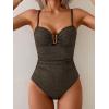 imageEomenie One Piece Swimsuit for Women Tummy Control Ruched Bathing Suit Cutout U Wire Swim SuitsBlack B