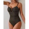 imageEomenie One Piece Swimsuit for Women Tummy Control Ruched Bathing Suit Cutout U Wire Swim SuitsBlack B