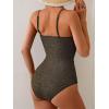 imageEomenie One Piece Swimsuit for Women Tummy Control Ruched Bathing Suit Cutout U Wire Swim SuitsBlack B