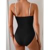 imageEomenie One Piece Swimsuit for Women Tummy Control Ruched Bathing Suit Cutout U Wire Swim SuitsBlack White Block