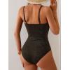 imageEomenie One Piece Swimsuit for Women Tummy Control Ruched Bathing Suit Cutout U Wire Swim SuitsBlack a