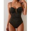 imageEomenie One Piece Swimsuit for Women Tummy Control Ruched Bathing Suit Cutout U Wire Swim SuitsBlack a