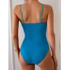 imageEomenie One Piece Swimsuit for Women Tummy Control Ruched Bathing Suit Cutout U Wire Swim SuitsBlue Block