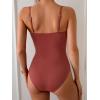 imageEomenie One Piece Swimsuit for Women Tummy Control Ruched Bathing Suit Cutout U Wire Swim SuitsBrick Red