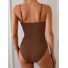 imageEomenie One Piece Swimsuit for Women Tummy Control Ruched Bathing Suit Cutout U Wire Swim SuitsBrown