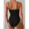 imageEomenie One Piece Swimsuit for Women Tummy Control Ruched Bathing Suit Cutout U Wire Swim SuitsDark Green Black