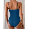 imageEomenie One Piece Swimsuit for Women Tummy Control Ruched Bathing Suit Cutout U Wire Swim SuitsPeacock Blue