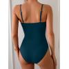 imageEomenie One Piece Swimsuit for Women Tummy Control Ruched Bathing Suit Cutout U Wire Swim SuitsPeacock Green