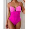 imageEomenie One Piece Swimsuit for Women Tummy Control Ruched Bathing Suit Cutout U Wire Swim SuitsPink Block